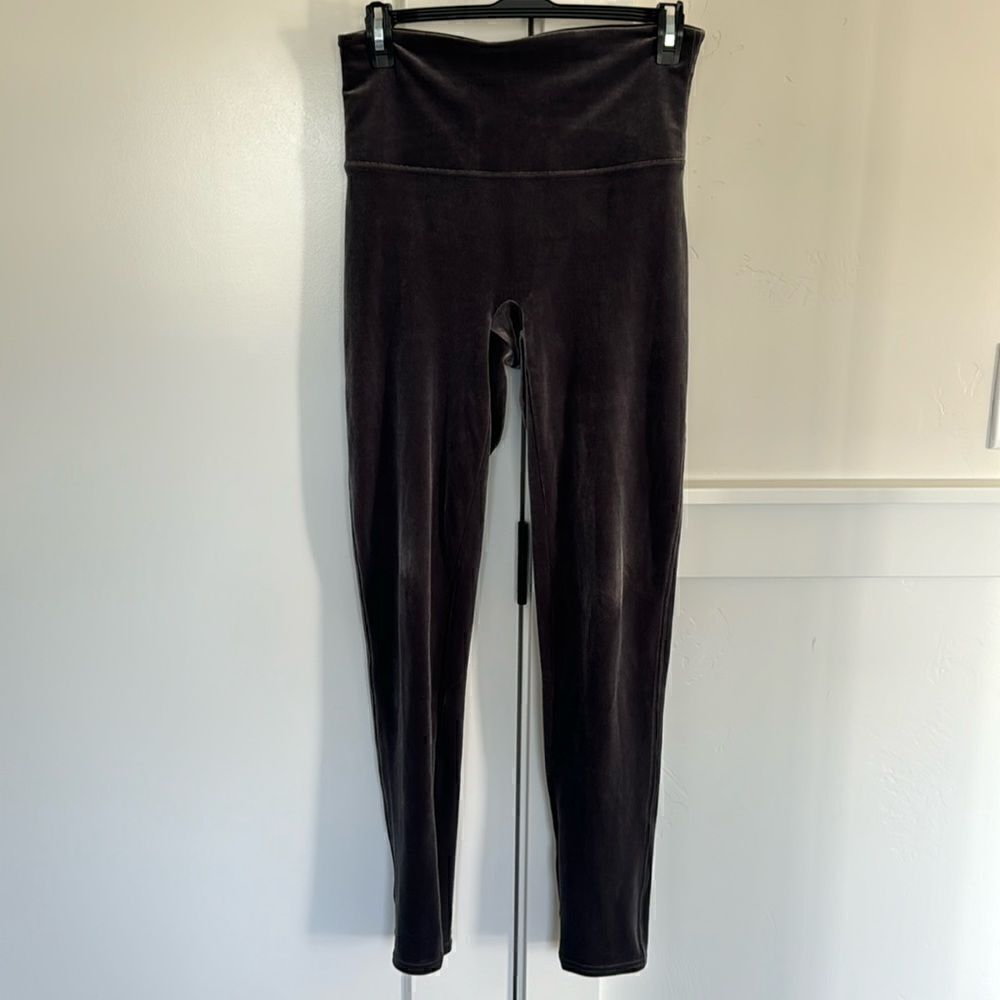 SPANX Velvet Leggings Gray Slim Fit  Casual Pants Women's Size L. GUC